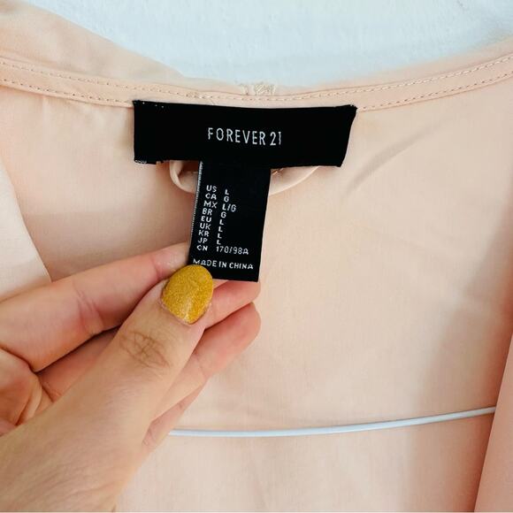 F21 FOREVER 21 Peach Pink Offset Zipper Light Hooded Anorak Trench Coat Jacket L - Picture 7 of 11